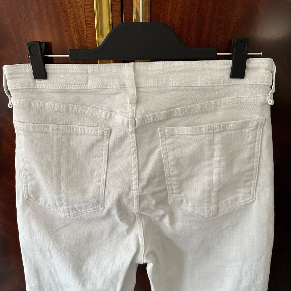 rag & bone Nina High Rise Ankle Flare Jeans White Raw Hem Distressed 30 - Picture 14 of 15